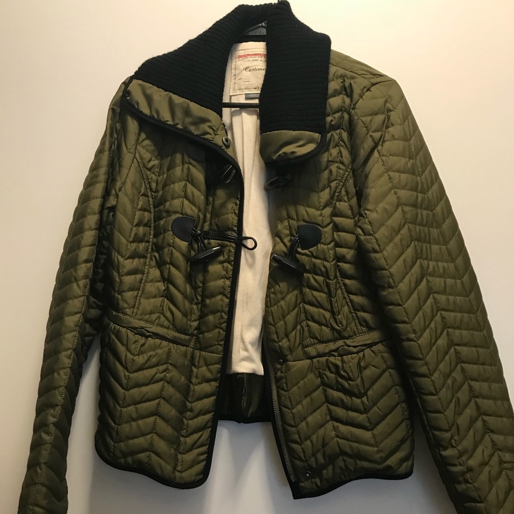Anthropologie olive green bomber style jacket